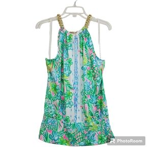 Lilly Pulitzer Bowen Chain Halter Top Resort White Coconut Row Size Extra Large